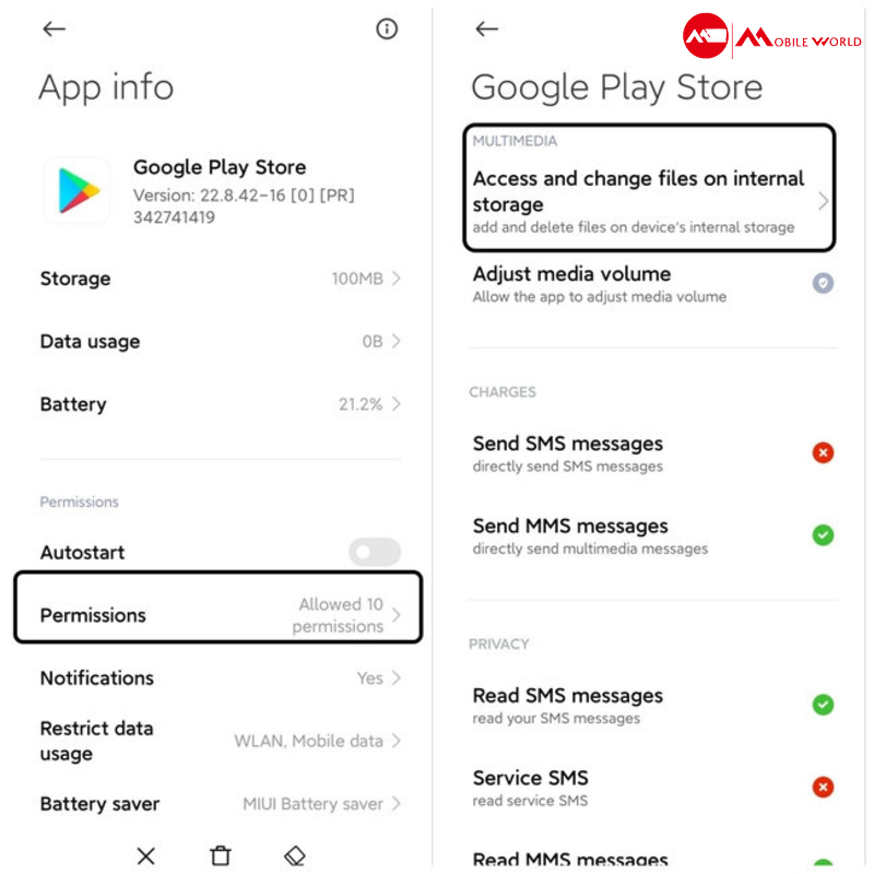 Cấp quyền truy cập bộ nhớ để hoàn thành các bước tải CH Play cho điện thoại Xiaomi