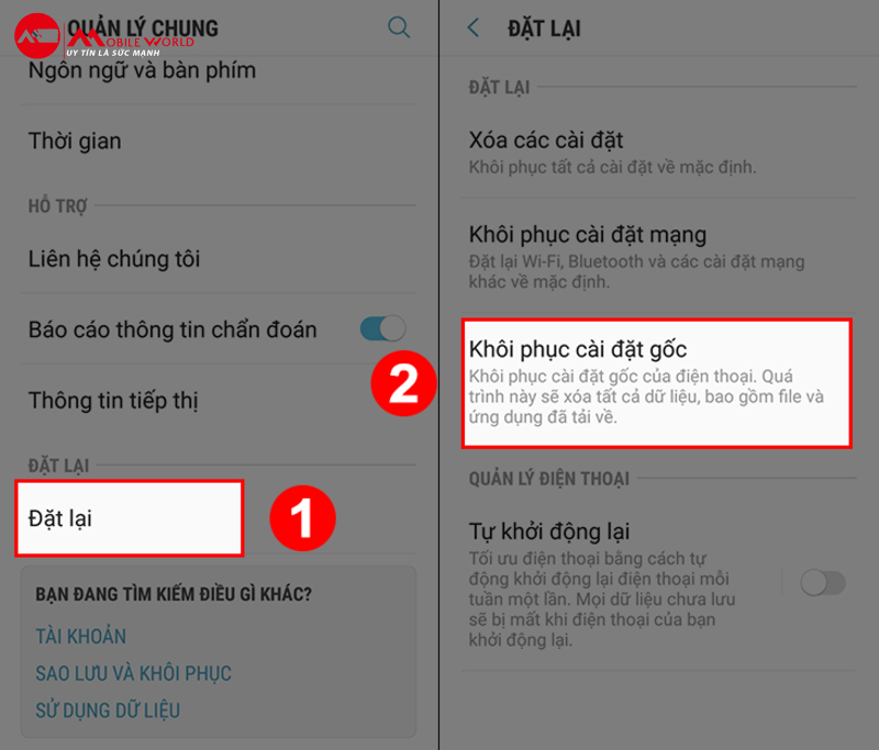  Khôi phục cài đặt gốc 