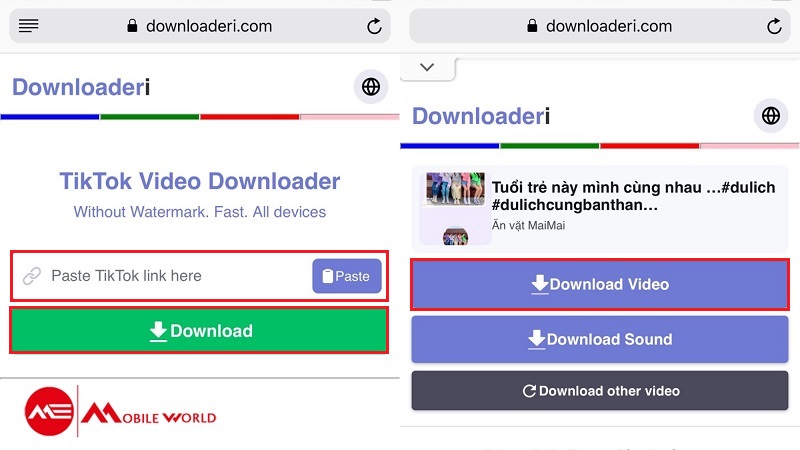 Trang web Downloaderi giúp tải video Tiktok miễn phí