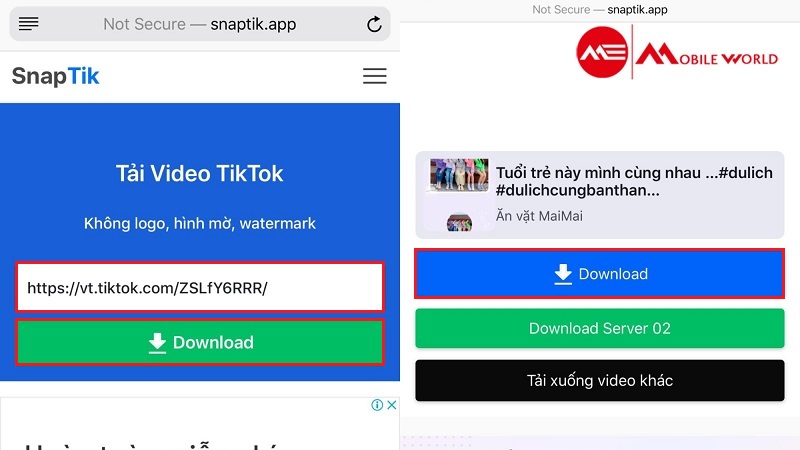 App SnapTik dùng để tải video Tiktok không logo