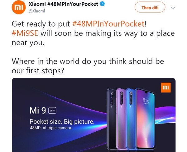 Xiaomi công bố Mi 9 SE sắp được phát hành toàn cầu
