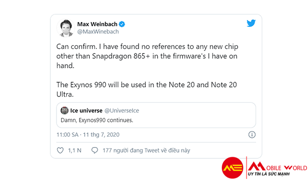 Galaxy Note 20 - Sự trở lại của dòng chip Exynos mạnh mẽ