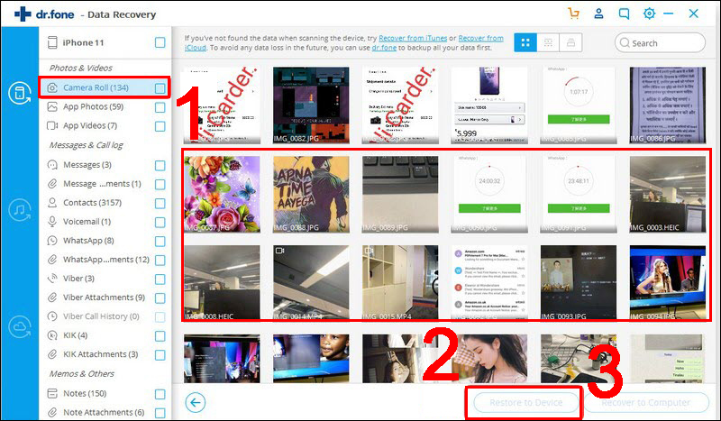 Dr.fone cho phép khôi phục ảnh đã bị xóa trên iPhone