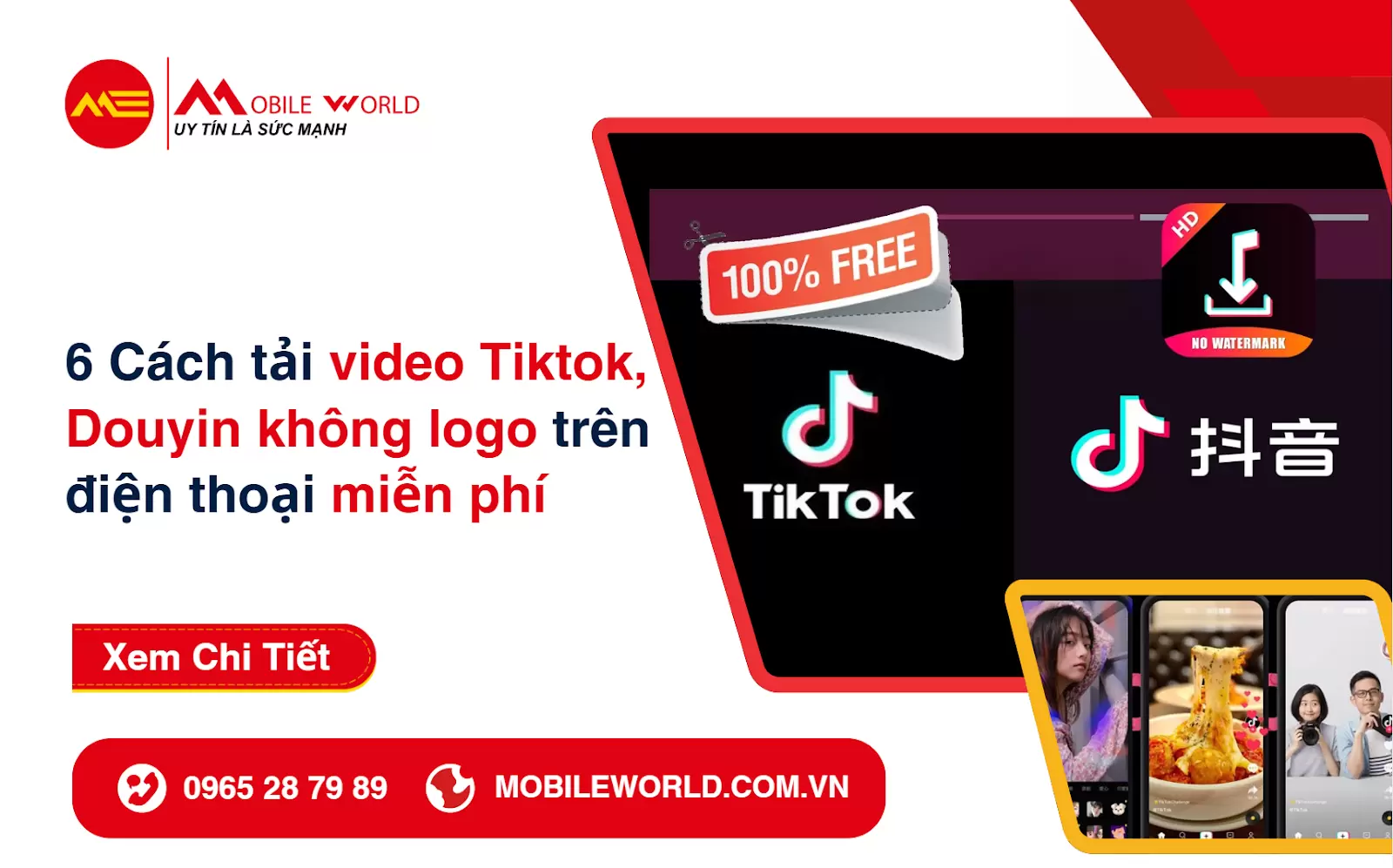 6 Cách tải video Tiktok, Douyin không logo trên điện thoại miễn phí mới nhất