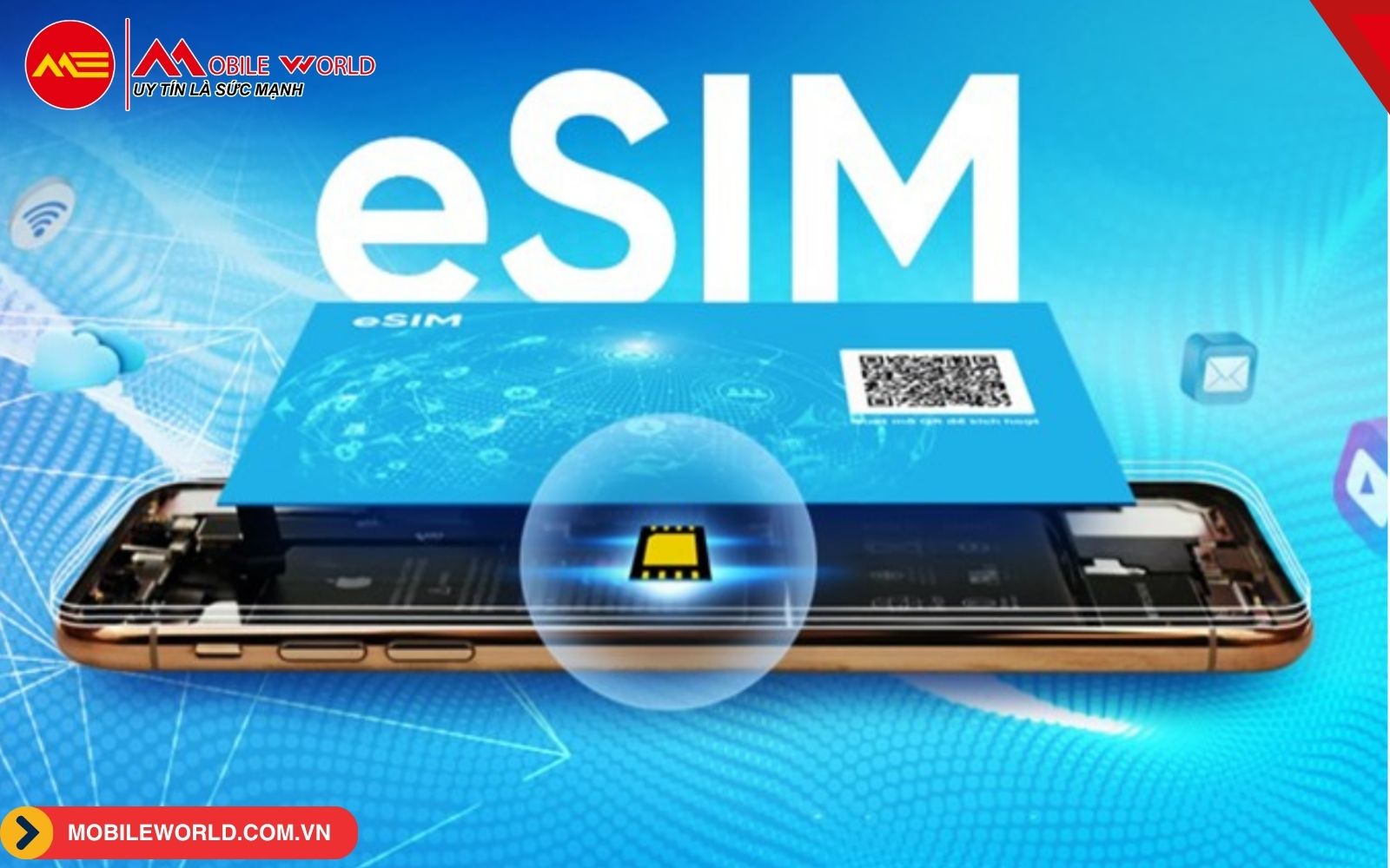 eSIM (Embedded SIM) là SIM kỹ thuật số tích hợp sẵn trong iPhone