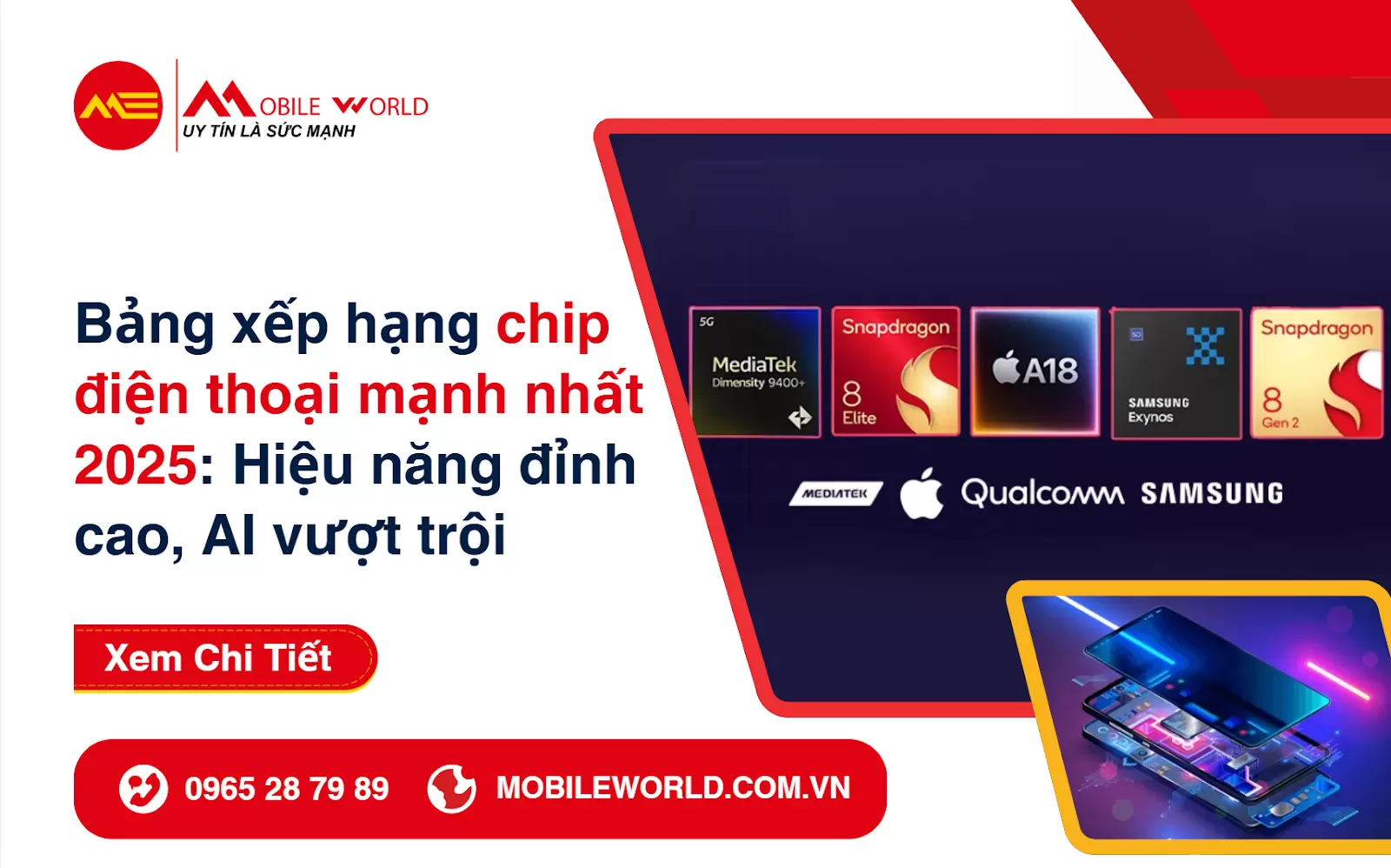 Bảng xếp hạng chip điện thoại mạnh nhất 2025: Hiệu năng đỉnh cao, AI vượt trội