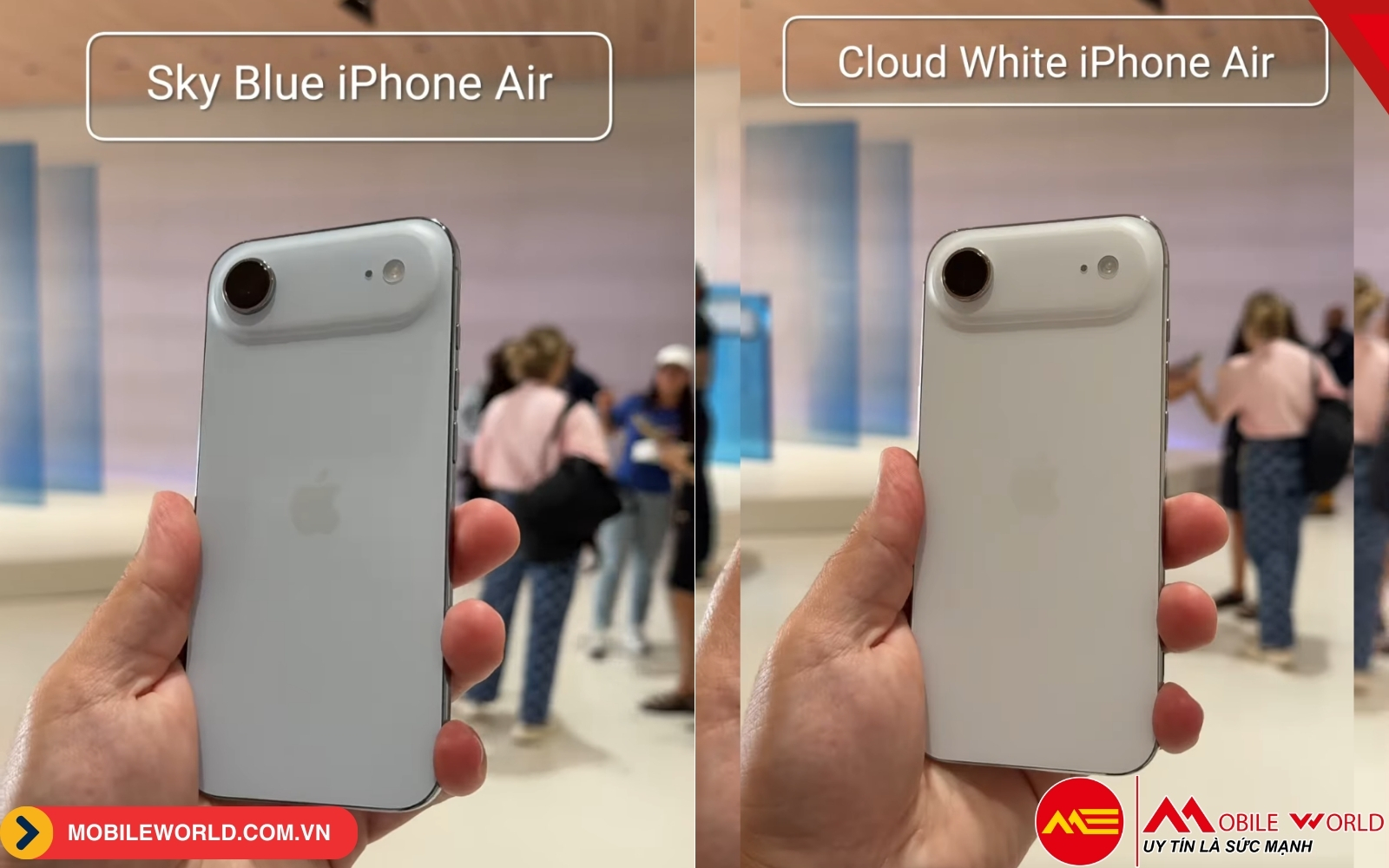 Màu Cloud White và Sky Blue đặc biệt làm nổi bật độ mỏng của iPhone Air